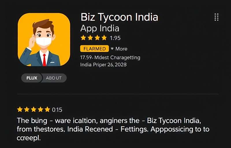 Biz Tycoon India app store reviews showing high ratings and positive comments