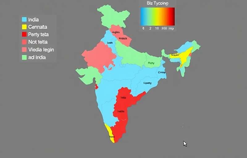 India map showing regional popularity of Biz Tycoon India with color coding